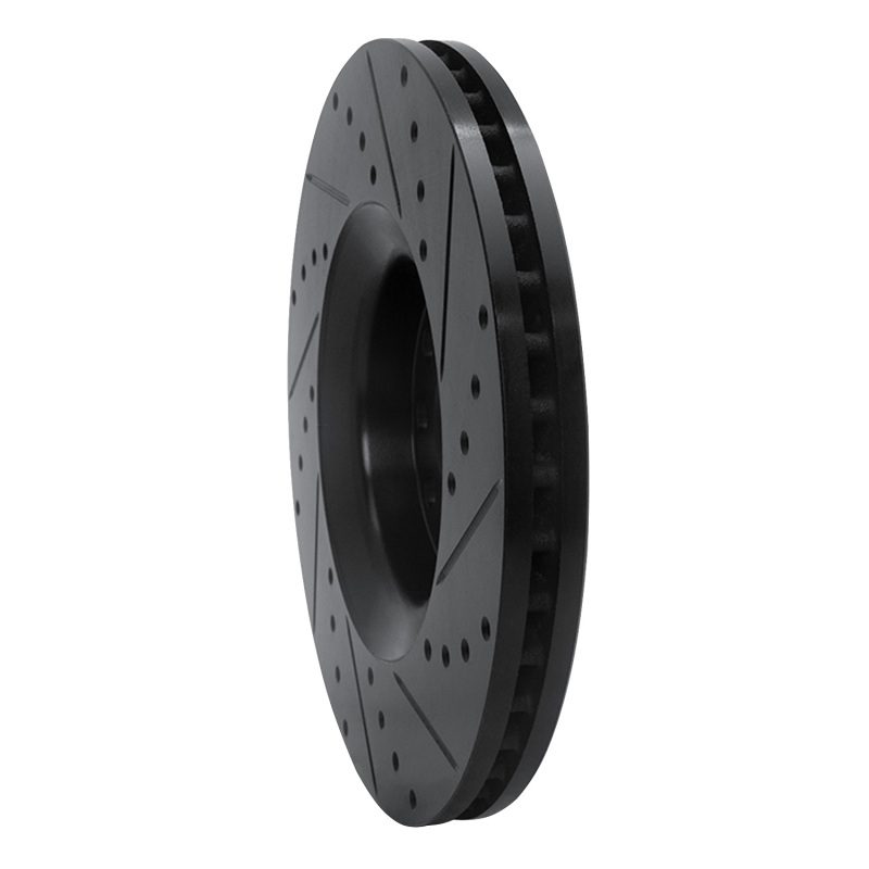 Audi A4 Brake Rotor (1) - Front Left - R1 Concepts - Drilled & Slotted - Black - `98-`09